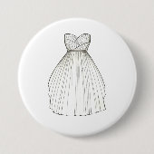 White Wedding Dress Gown Brautparty Bride Geschenk Button (Vorderseite)