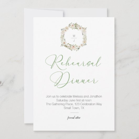 White Wedding Floral Elegantes Probe Dinner (Vorderseite)