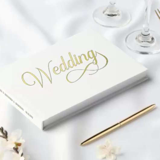White Wedding Foil Guestbook Gästebuch