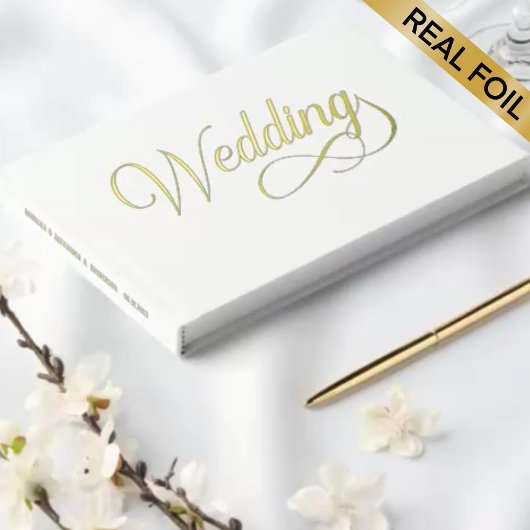 White Wedding Foil Guestbook Gästebuch