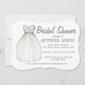 White Wedding Gown Dress Brautparty Bridge Einladung (Vorderseite)