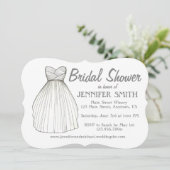 White Wedding Gown Dress Brautparty Bridge Einladung (Stehend Vorderseite)