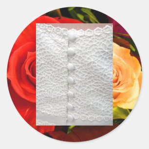 White Wedding Gown Red Yellow Sticker