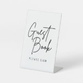 White Wedding Guest Book Sign Sockelschild (Vorderseite)