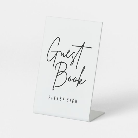 White Wedding Guest Book Sign Sockelschild (Vorderseite)