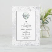 White Wedding Hot Air Ballon und Lace Wedding Einladung (Stehend Vorderseite)