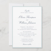 White Wedding Invitation with Light Blue Details Einladung (Vorderseite)