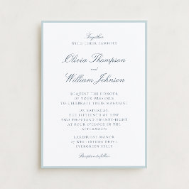 White Wedding Invitation with Light Blue Details Einladung