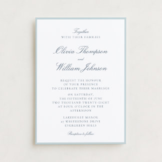 White Wedding Invitation with Light Blue Details Einladung