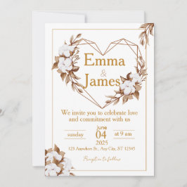 White Wedding Invite with Elegant Heart & Roses Einladung