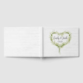 White Wedding Lily Herz auf Holz Gästebuch (Voll)