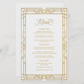 White Wedding Menü für geometrische Goldrahmen (Vorne/Hinten)