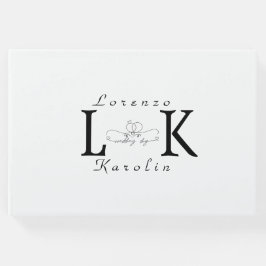 White Wedding Monogram Einfache Elegante Minimalis Gästebuch
