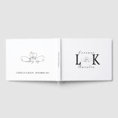 White Wedding Monogram Einfache Elegante Minimalis Gästebuch (Voll)