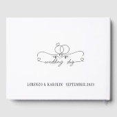 White Wedding Monogram Einfache Elegante Minimalis Gästebuch (Rückseite)