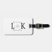 White Wedding Monogram Einfache Elegante Minimalis Gepäckanhänger (Vorderseite horizontal)