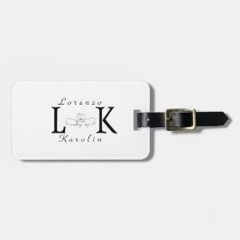 White Wedding Monogram Einfache Elegante Minimalis Gepäckanhänger