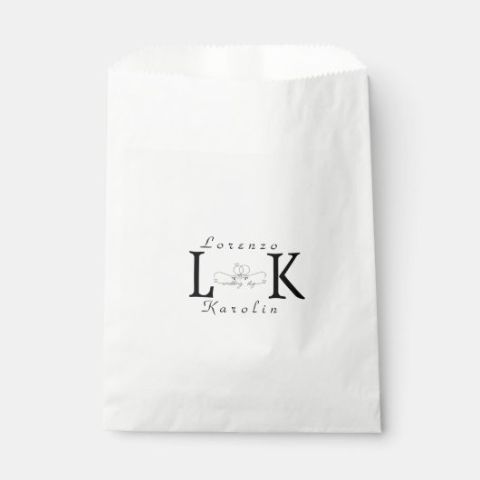 White Wedding Monogram Einfache Elegante Minimalis Geschenktütchen (Vorderseite)