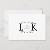 White Wedding Monogram Einfache Elegante Minimalis Mitteilungskarte (Vorderseite)
