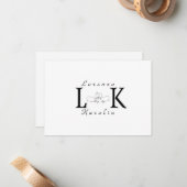 White Wedding Monogram Einfache Elegante Minimalis Mitteilungskarte (Vorderseite/Rückseite Beispiel)