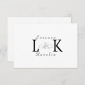 White Wedding Monogram Einfache Elegante Minimalis Mitteilungskarte (Vorne/Hinten)