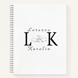 White Wedding Monogram Einfache Elegante Minimalis Notizblock