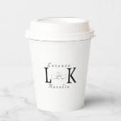 White Wedding Monogram Einfache Elegante Minimalis Pappbecher (Vorderseite)