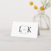 White Wedding Monogram Einfache Elegante Minimalis Platzkarte (Vorderseite)