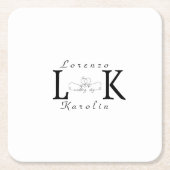 White Wedding Monogram Einfache Elegante Minimalis Rechteckiger Pappuntersetzer (Vorderseite)