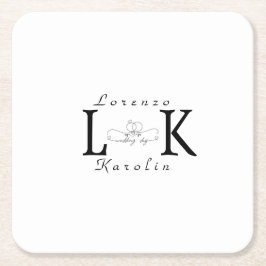 White Wedding Monogram Einfache Elegante Minimalis Rechteckiger Pappuntersetzer