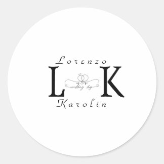 White Wedding Monogram Einfache Elegante Minimalis Runder Aufkleber