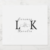 White Wedding Monogram Einfache Elegante Minimalis Schaumweinetikett (Einzelnes Label)