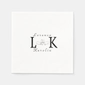 White Wedding Monogram Einfache Elegante Minimalis Serviette (Vorderseite)