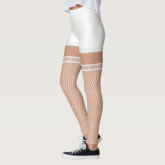 White Wedding Monogram Imitate Fishnet Leggings (Links)