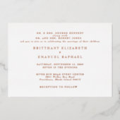 White Wedding One Venue Rose Gold Foil Folieneinladung (Vorderseite)