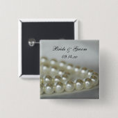 White Wedding Pearls Button (Vorne & Hinten)