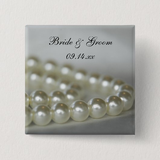 White Wedding Pearls Button (Vorderseite)
