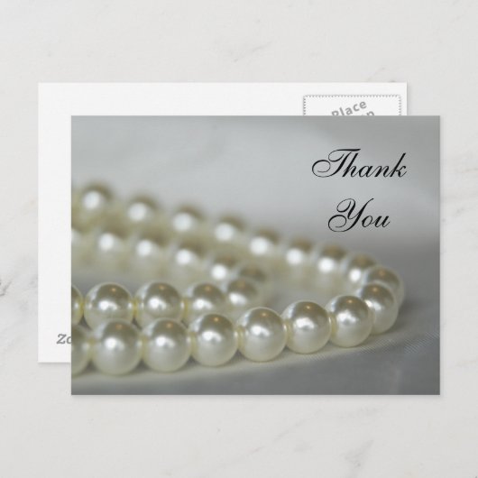 White Wedding Pearls Vielen Dank Postkarte (Vorne/Hinten)