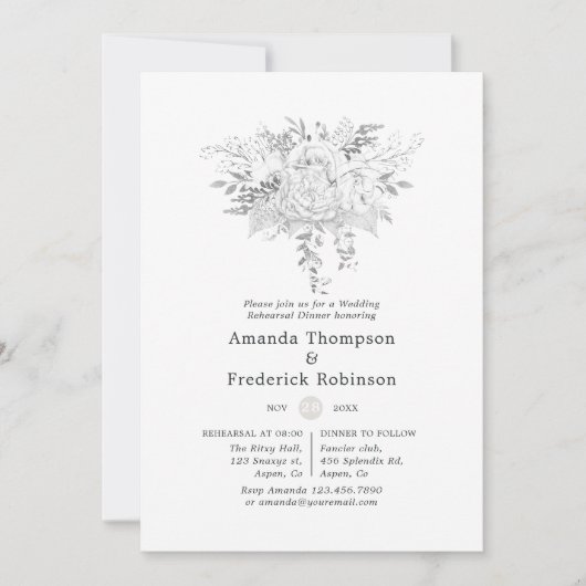 White Wedding Probe Dinner Einladung (Vorderseite)