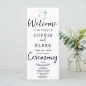 White Wedding Program für grüne Shooting Stars (Stehend Vorderseite)