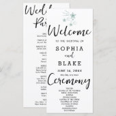 White Wedding Program für grüne Shooting Stars (Vorne/Hinten)