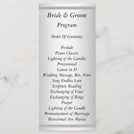 White Wedding Programm (Vorderseite)