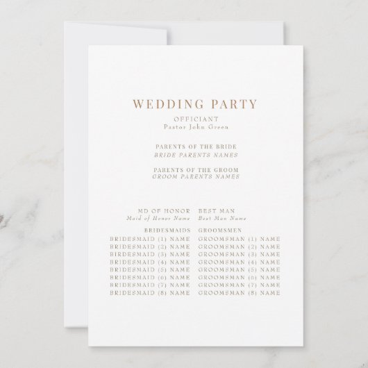 White Wedding Programm für Goldtext (Rückseite)