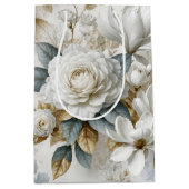 White Wedding Rose Design Mittlere Geschenktüte (Vorderseite)