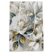 White Wedding Rose Design Mittlere Geschenktüte (Rückseite)