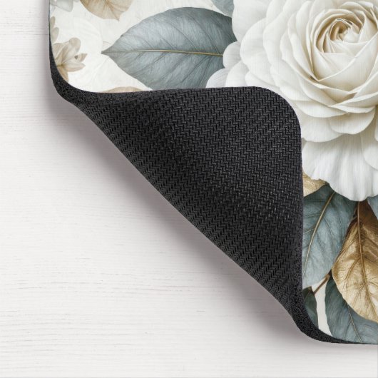 White Wedding Rose Design Mousepad (Ecke)