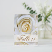 White Wedding Rose Empfang Tischnummer Cards (Stehend Vorderseite)