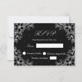 White Wedding RSVP mit Verzierter Blumengrafik (Vorderseite)