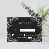 White Wedding RSVP mit Verzierter Blumengrafik (Stehend Vorderseite)