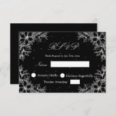 White Wedding RSVP mit Verzierter Blumengrafik (Vorne/Hinten)
